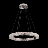 Modern 32" Crystal LED Ring Chandelier – Chrome Dimmable Pendant Light with Remote