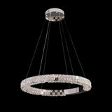 Modern 32" Crystal LED Ring Chandelier – Chrome Dimmable Pendant Light with Remote