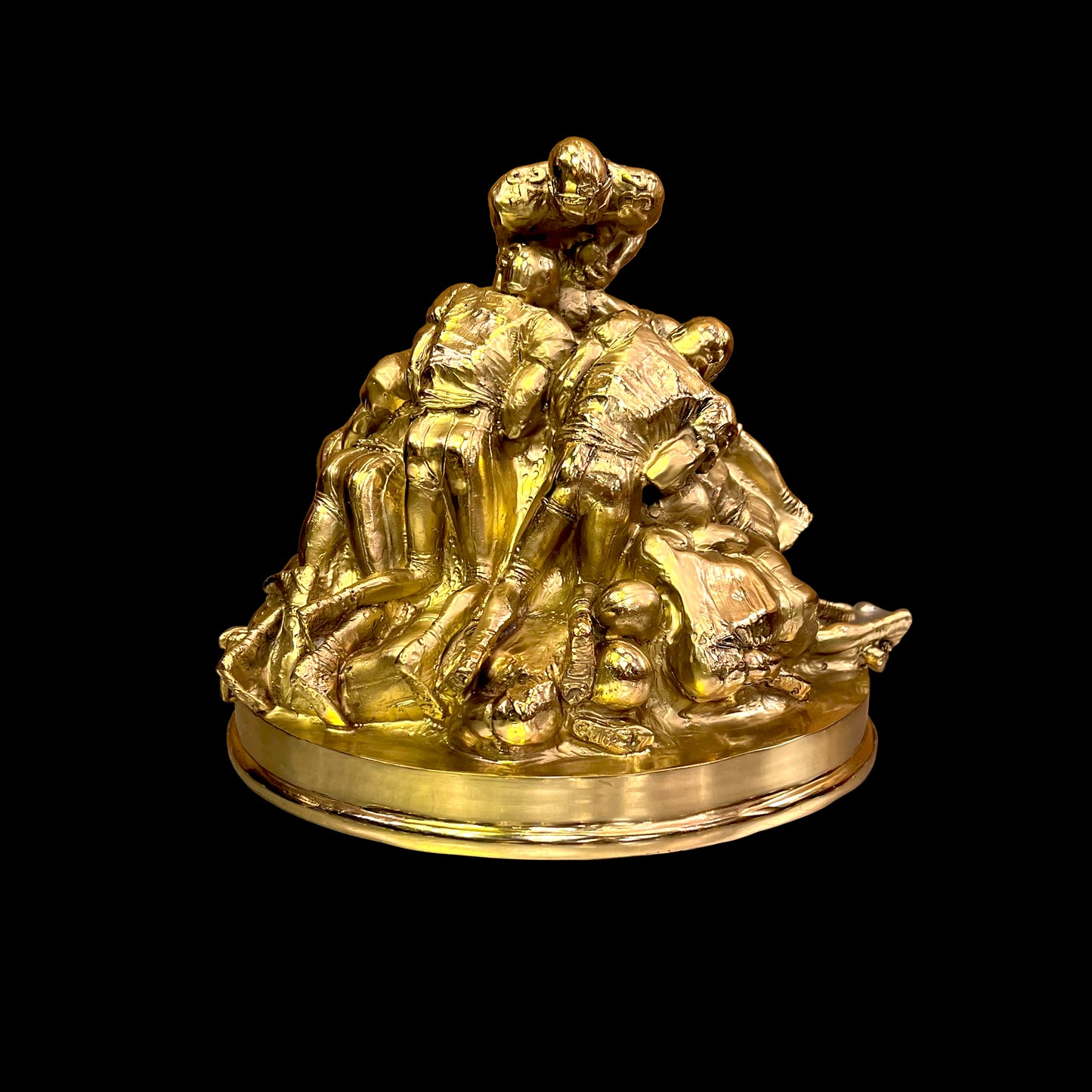 Golden Football Players Sculpture A Rare Handmade Italian Masterpiece of Brass