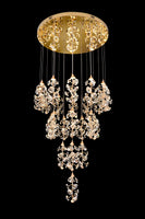 Luxury Modern Gold Crystal Chandelier - 23 Dimmable LED Lights, Adjustable Height