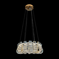 Luxury Modern Crystal LED Chandelier 23" Gold Round Pendant Light Dimmable with Remote