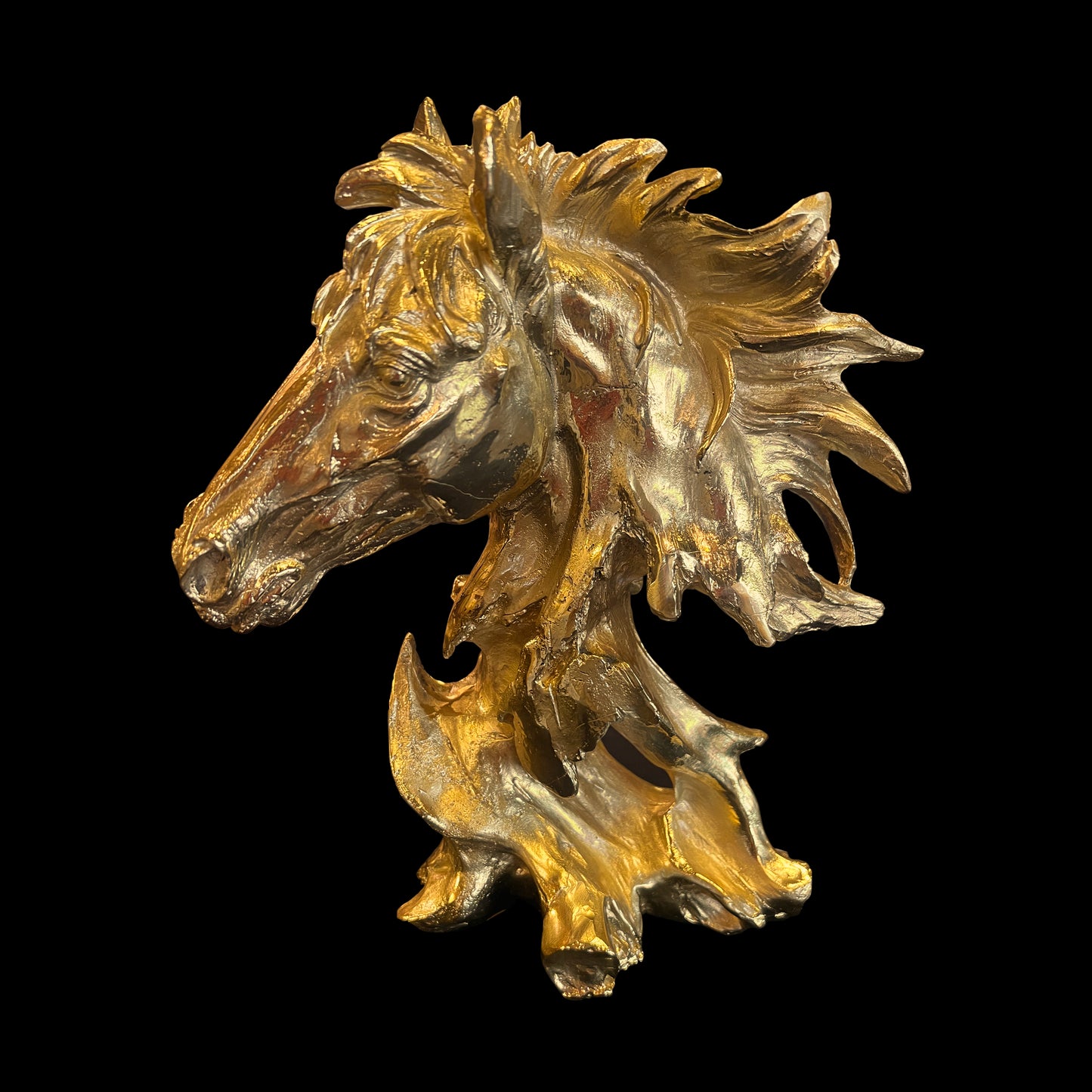 Golden Horse Head Sculpture A Rare Handmade Italian Masterpiece of Brass