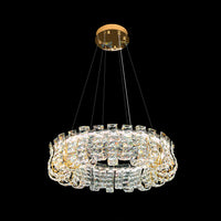 Luxury Crystal 30" LED Chandelier – Modern Round Gold Pendant Light with Remote & Adjustable Color Temperature