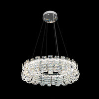 Luxury Crystal 30" LED Chandelier – Modern Round Chrome Pendant Light with Remote & Adjustable Color Temperature