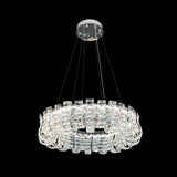 Luxury Crystal 30" LED Chandelier – Modern Round Chrome Pendant Light with Remote & Adjustable Color Temperature