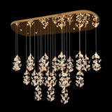 Modern Luxury Gold Crystal Linear LED Chandelier - 31 Dimmable Lights, Adjustable Height, Remote-Controlled