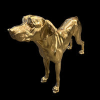 Golden Pointer Dog Sculpture- A Rare Handmade Italian Masterpiece of Brass and Bronze