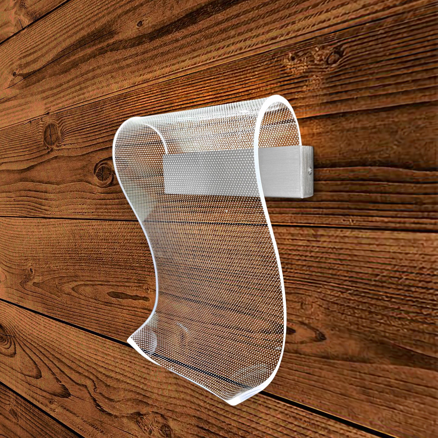 Modern Mesh Curved Wall Sconce – Chrome Finish Decorative LED Light Fixture