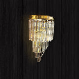 Luxury Modern Crystal Wall Sconce – Gold LED Accent Light for Hallway, Living Room, or Bedroom