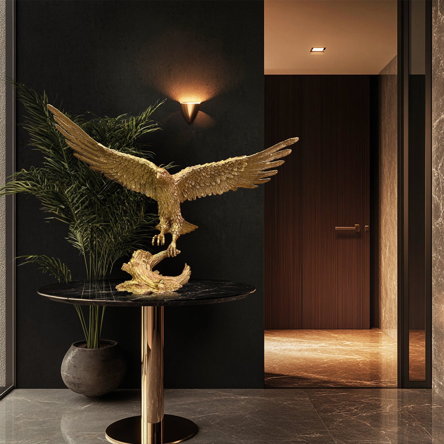 Handcrafted Italian Soild Brass American Eagle Statue