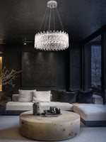 Luxury Modern Crystal LED Chandelier 23.5" Chrome Pendant Light Dimmable with Remote