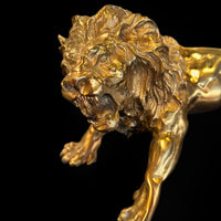 Handmade Italian Brass Lion Statue – Luxurious Decorative Sculpture