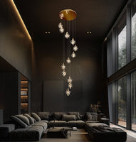 Luxury Modern Gold Crystal Chandelier - 12 Dimmable LED Lights, Adjustable Heigh