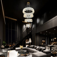 Luxury Grand Modern Gold Crystal LED Chandelier – 4 Tier Dimmable Fixture with Remote Control