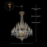 Chandelier Crystal 56" Wide 72-Lights Gold