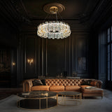Luxury Crystal 30" LED Chandelier – Modern Round Gold Pendant Light with Remote & Adjustable Color Temperature