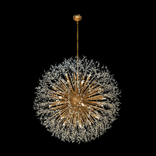 Modern Starburst Gold Crystal Chandelier 47” Luxury Statement Light