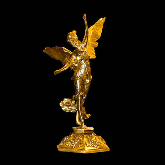 Handmade Brass Angel Statue – Gold Decorative Winged Figurine for Home Altar, Office Desk, or Living Room Display
