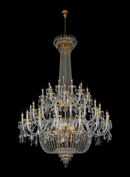 Luxury Vintage Crystal Chandelier, 72-Lights Dimmable, Gold Finish, 4-Tier Design