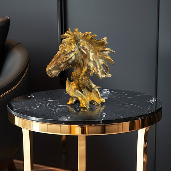 Golden Horse Head Sculpture– A Rare Handmade Italian Masterpiece of Brass and Bronze