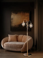 Luxury Gold LED Floor Lamp with Crystal Starburst Design, Adjustable Lighting Colors