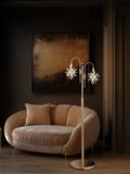 Luxury Gold LED Floor Lamp with Crystal Starburst Design, Adjustable Lighting Colors