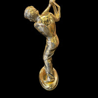 Golden Golf Player Sculpture– A Rare Handmade Italian Masterpiece of Brass and Bronze