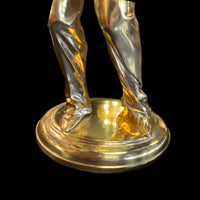 Golden Golf Player Sculpture– A Rare Handmade Italian Masterpiece of Brass and Bronze