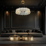 Luxury Crystal 30" LED Chandelier – Modern Round Gold Pendant Light with Remote & Adjustable Color Temperature