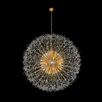 Luxury Gold Crystal Starburst Chandelier - 63" Dimmable Modern Pendant Light for Staircase & Foyer