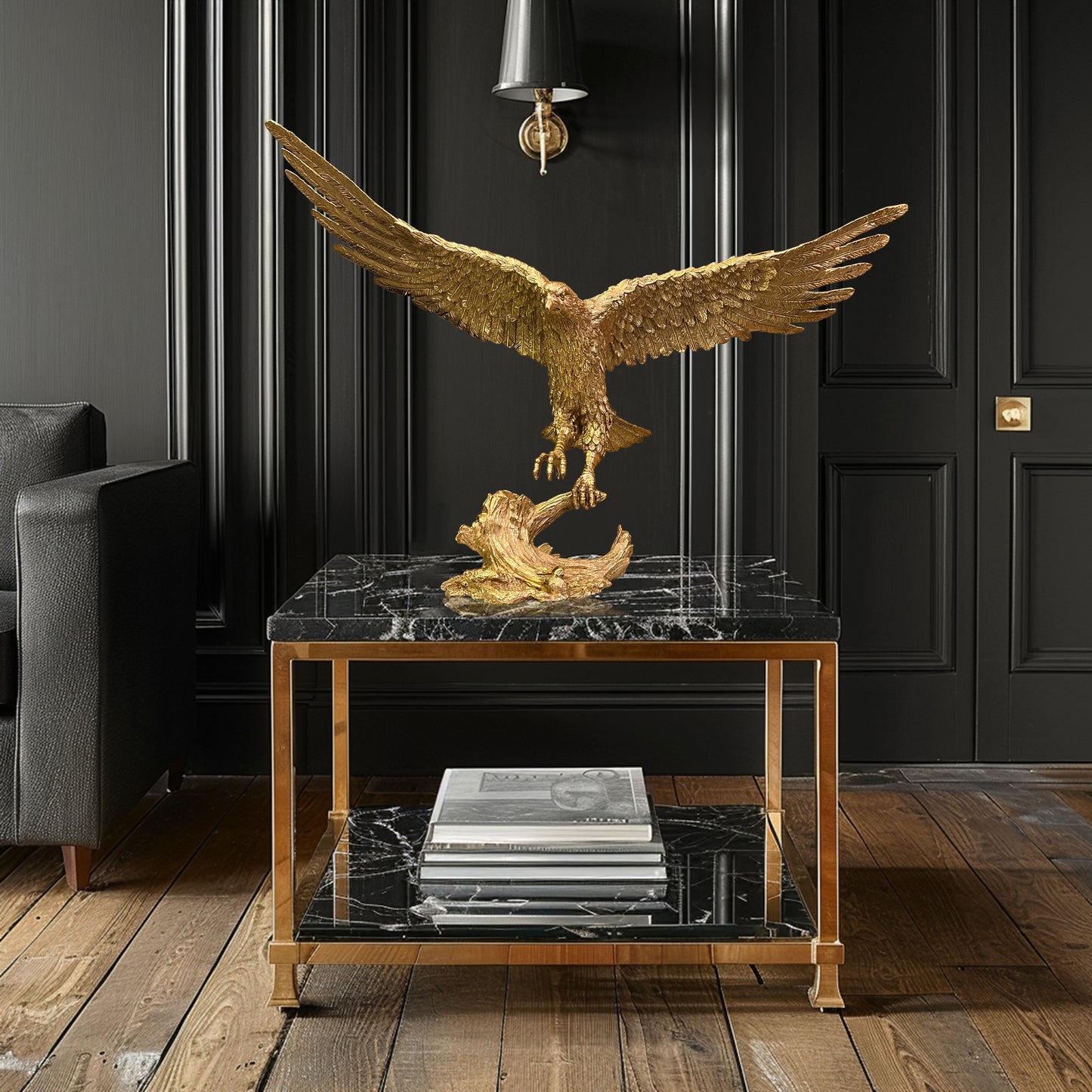 Handcrafted Italian Soild Brass American Eagle Statue