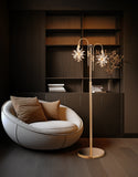 Luxury Gold LED Floor Lamp with Crystal Starburst Design, Adjustable Lighting Colors