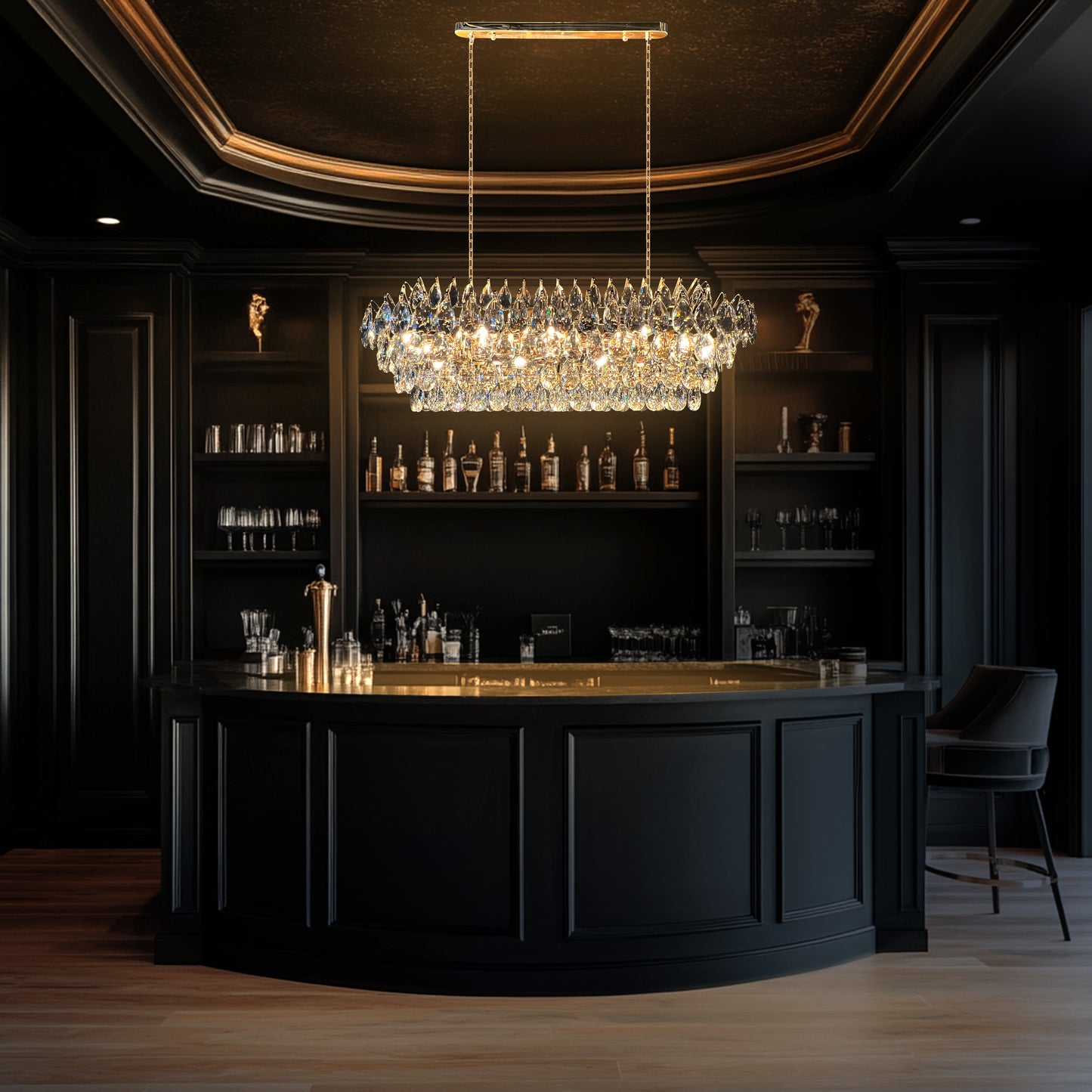 Teardrop Crystal Diamond Linear Chandelier