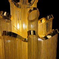 Modern 29" Gold Chain Chandelier 8 Light Statement Pendant for Dining , Foyer