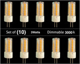 LED-G4-3W-DIMMABLE  Dimmable 3000K LED Light Bulb (10 Pack)