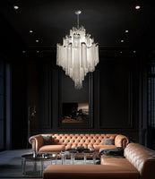 Modern 29" Chrome Chain Chandelier 8 Light Statement Pendant for Dining, Foyer