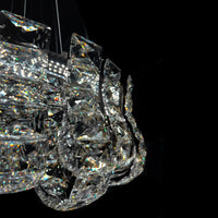 Luxury Crystal 30" LED Chandelier – Modern Round Chrome Pendant Light with Remote & Adjustable Color Temperature