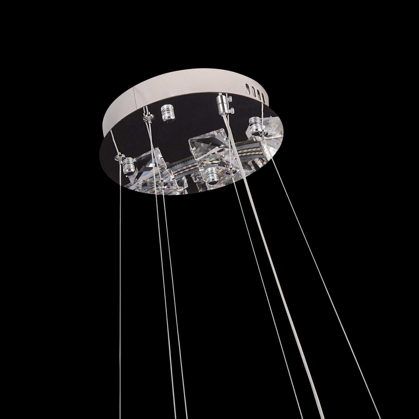 Halo LED Crystal Chrome Round Chandelier 23"