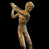 Golden Golf Player Sculpture– A Rare Handmade Italian Masterpiece of Brass and Bronze