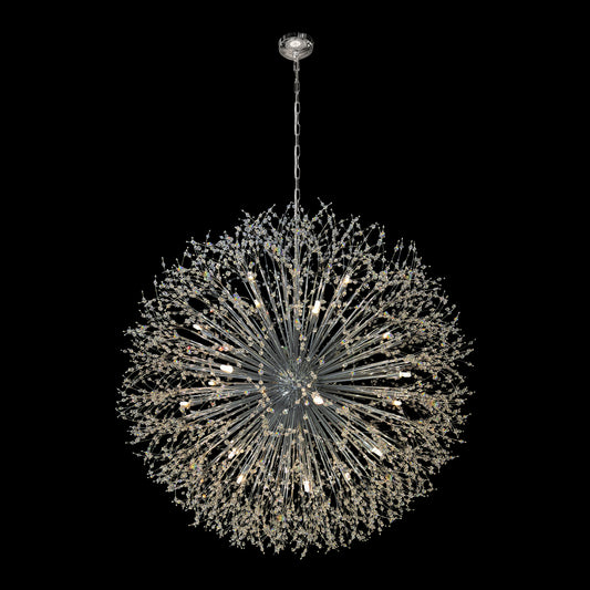 Modern Starburst Chrome Crystal Chandelier 47” Luxury Statement Light