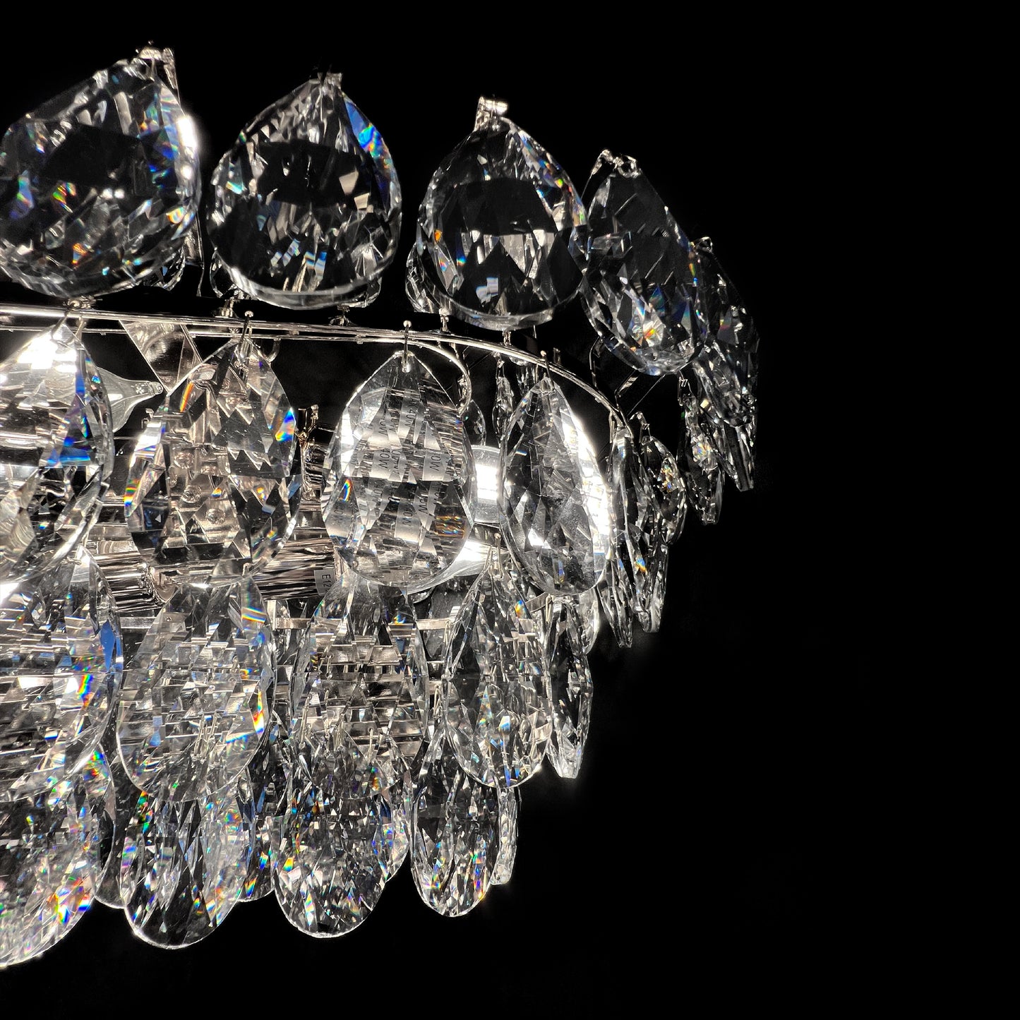 Teardrop Crystal Diamond Linear Chrome Chandelier 60"