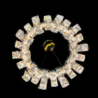 Luxury Modern Crystal LED Chandelier 23" Gold Round Pendant Light Dimmable with Remote