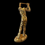 Golden Golf Player Sculpture– A Rare Handmade Italian Masterpiece of Brass and Bronze