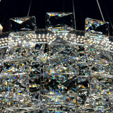 Luxury Crystal 30" LED Chandelier – Modern Round Chrome Pendant Light with Remote & Adjustable Color Temperature
