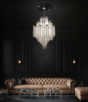 Modern 29" Chrome Chain Chandelier 8 Light Statement Pendant for Dining, Foyer