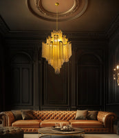 Modern 29" Gold Chain Chandelier 8 Light Statement Pendant for Dining , Foyer