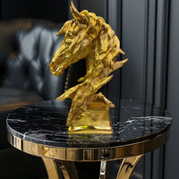 Golden Horse Head Sculpture– A Rare Handmade Italian Masterpiece of Brass and Bronze