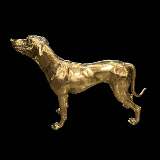 Golden Pointer Dog Sculpture A Rare Handmade Italian Masterpiece of Brass