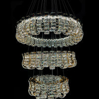 Luxury Grand Modern Gold Crystal LED Chandelier – 4 Tier Dimmable Fixture with Remote Control