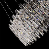 Luxury Modern Crystal LED Chandelier 23.5" Chrome Pendant Light Dimmable with Remote